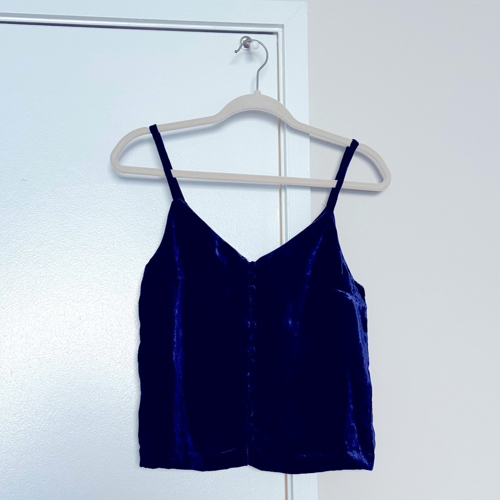 Madewell Navy velvet cami with buttons 00